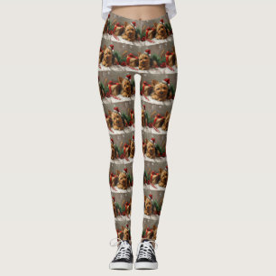Australian Terrier Dog Christmas Festive Leggings