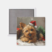 Australian Terrier Dog Christmas Festive Magnet (Vorderseite/Rückseite)