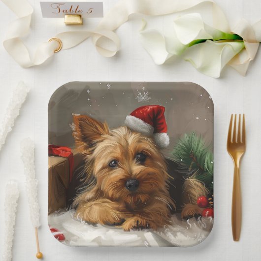 Australian Terrier Dog Christmas Festive Pappteller (Hochzeit)