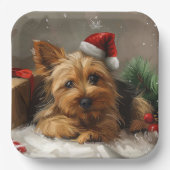 Australian Terrier Dog Christmas Festive Pappteller (Vorderseite)