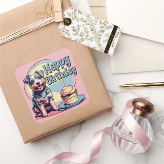 Australian Terrier Dog Colorful Quadratischer Aufkleber (Schenken)