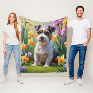 Australian Terrier Dog Spring Flowers Malerei Fleecedecke