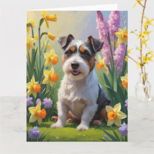 Australian Terrier Dog Spring Flowers Malerei Karte