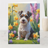 Australian Terrier Dog Spring Flowers Malerei Karte (Vorderseite)