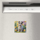 Australian Terrier Dog Spring Flowers Malerei Magnet (In Situ (Geschirrspüler))