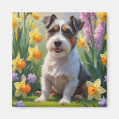 Australian Terrier Dog Spring Flowers Malerei Magnet (Vorne)