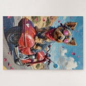 Australian Terrier Dog Valentine's Day Motorcycle Puzzle (Horizontal)