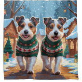 Australian Terrier Dogs Christmas Snow Holiday Duschvorhang (Vorderseite)