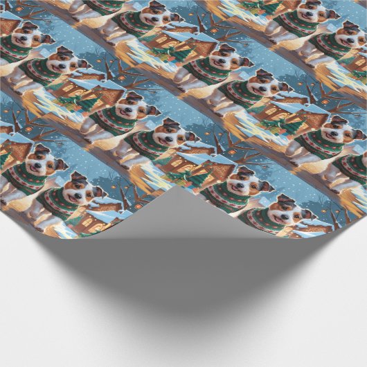 Australian Terrier Dogs Christmas Snow Holiday Geschenkpapier (Ecke)