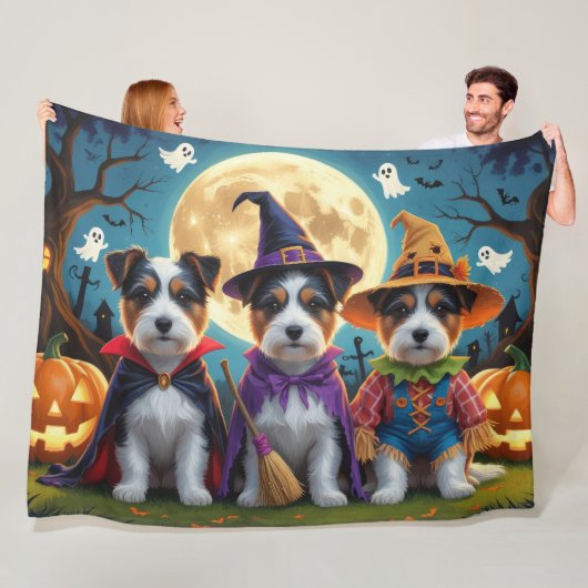 Australian Terrier Dogs Pumpkin Halloween Funny Fleecedecke (Beispiel)
