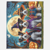 Australian Terrier Dogs Pumpkin Halloween Funny Fleecedecke (Vorderseite)