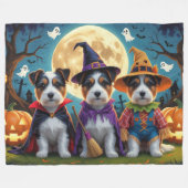 Australian Terrier Dogs Pumpkin Halloween Funny Fleecedecke (Vorderseite (Horizontal))