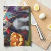Australian Terrier Dogs Pumpkin Halloween Funny Geschirrtuch (Viertel Falte)