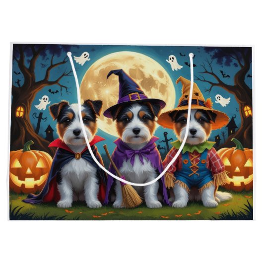 Australian Terrier Dogs Pumpkin Halloween Funny Große Geschenktüte (Rückseite)