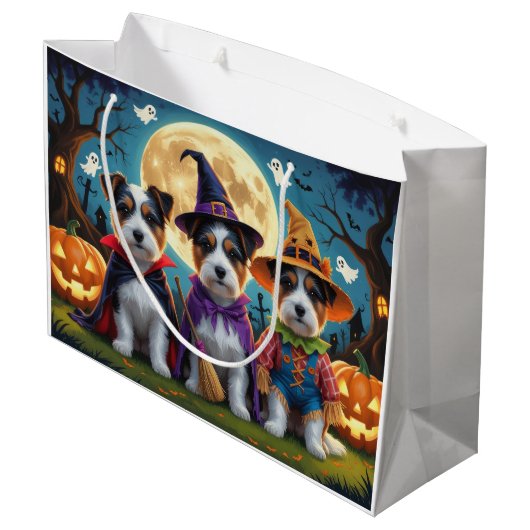 Australian Terrier Dogs Pumpkin Halloween Funny Große Geschenktüte (Rückseite Schrägansicht)