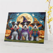 Australian Terrier Dogs Pumpkin Halloween Funny Karte (Gelbe Blume)