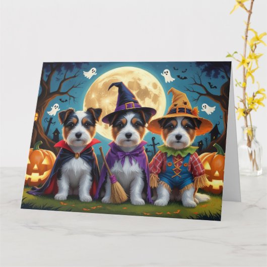 Australian Terrier Dogs Pumpkin Halloween Funny Karte (Gelbe Blume)