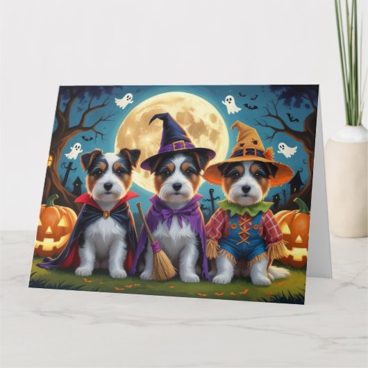 Australian Terrier Dogs Pumpkin Halloween Funny Karte (Vorderseite)
