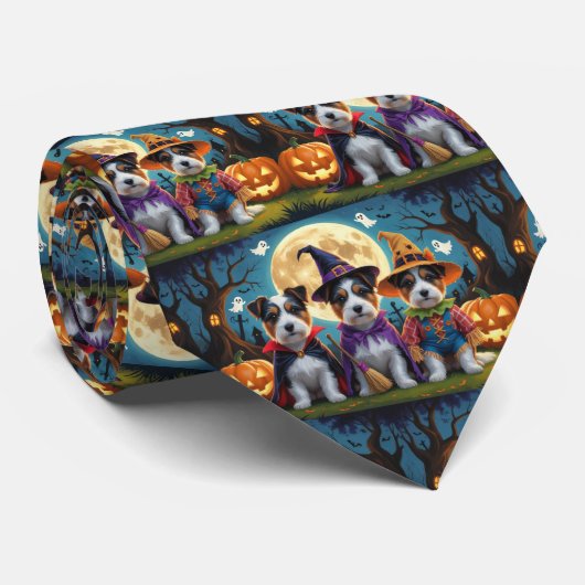 Australian Terrier Dogs Pumpkin Halloween Funny Krawatte (Gerollt)