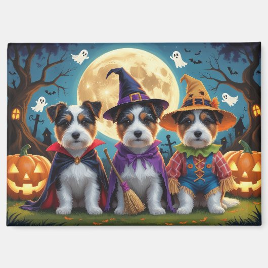 Australian Terrier Dogs Pumpkin Halloween Funny Magnet (Vorderseite)