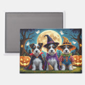 Australian Terrier Dogs Pumpkin Halloween Funny Magnet (Vorderseite/Rückseite)
