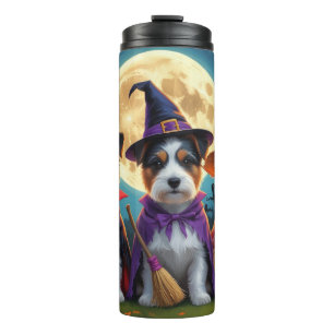 Australian Terrier Dogs Pumpkin Halloween Funny Thermosbecher