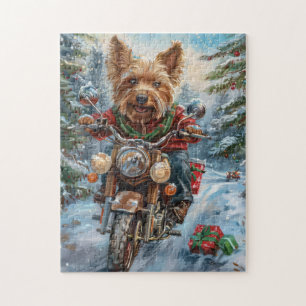 Australian Terrier fährt Motorrad Weihnachten Puzzle