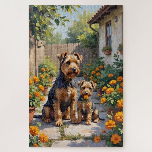 Australian Terrier Gartenblüten Kunst Puzzle (Vertikal)