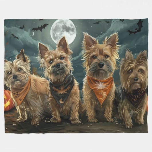 Australian Terrier Halloween Spooky Fleecedecke (Vorderseite (Horizontal))