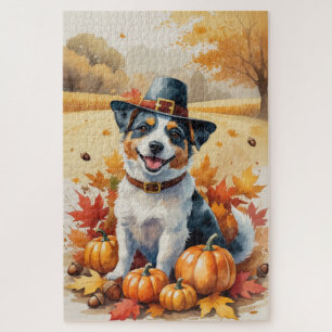 Australian Terrier Herbstlaub Erntedankfest Kunst Puzzle