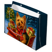 Australian Terrier Holiday  Große Geschenktüte (Vorderseite Schrägansicht)