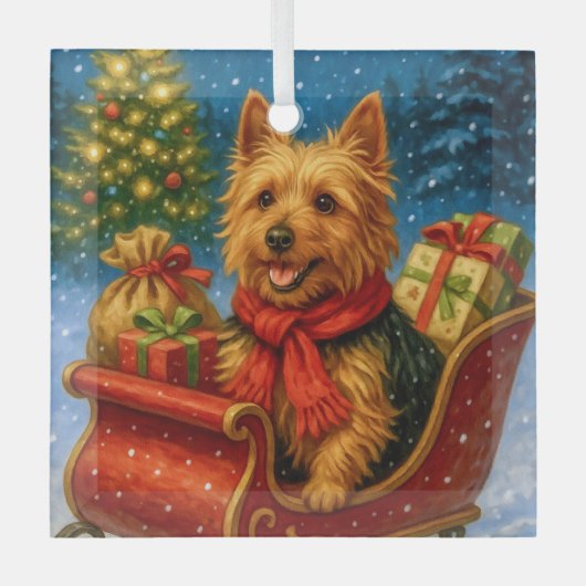Australian Terrier Holiday  Metal Ornament (Vorderseite)