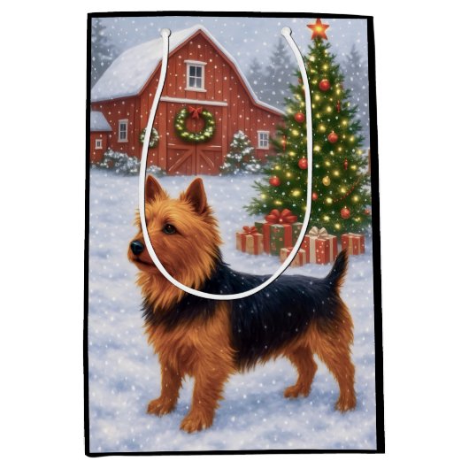 Australian Terrier Holiday  Mittlere Geschenktüte (Vorderseite)