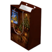 Australian Terrier Holiday  Mittlere Geschenktüte (Rückseite Schrägansicht)