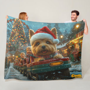 Australian Terrier Hund Achterbahn Weihnachten Fleecedecke