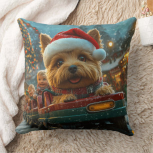 Australian Terrier Hund Achterbahn Weihnachten Kissen