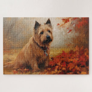 Australian Terrier im Herbstlaub Fall Inspiriert Puzzle