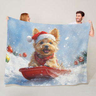 Australian Terrier im Schlitten Lass es schneien W Fleecedecke