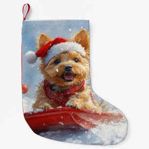 Australian Terrier im Schlitten Lass es schneien W Kleiner Weihnachtsstrumpf