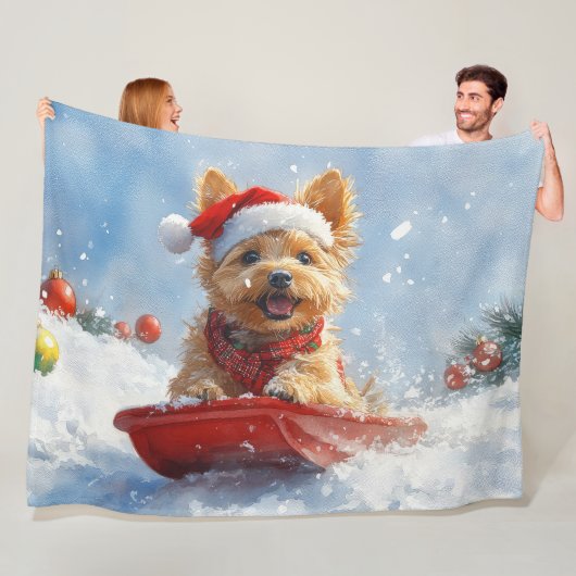 Australian Terrier in Sledge Let it Snow Christmas Fleecedecke (Beispiel)