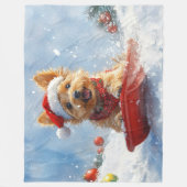 Australian Terrier in Sledge Let it Snow Christmas Fleecedecke (Vorderseite)