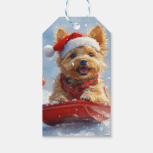 Australian Terrier in Sledge Let it Snow Christmas Geschenkanhänger