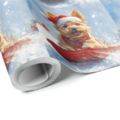 Australian Terrier in Sledge Let it Snow Christmas Geschenkpapier (Rolleneckpunkt)