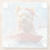 Australian Terrier in Sledge Let it Snow Christmas Glasuntersetzer (Rückseite)