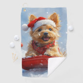 Australian Terrier in Sledge Let it Snow Christmas Golfhandtuch (Insitu)