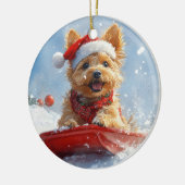 Australian Terrier in Sledge Let it Snow Christmas Keramik Ornament (Links)