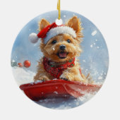 Australian Terrier in Sledge Let it Snow Christmas Keramik Ornament (Hinten)