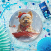 Australian Terrier in Sledge Let it Snow Christmas Pappteller (Party)