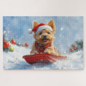 Australian Terrier in Sledge Let it Snow Christmas Puzzle (Horizontal)
