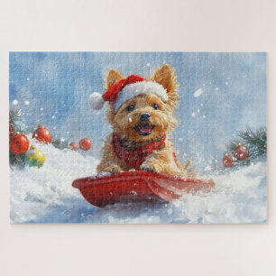 Australian Terrier in Sledge Let it Snow Christmas Puzzle